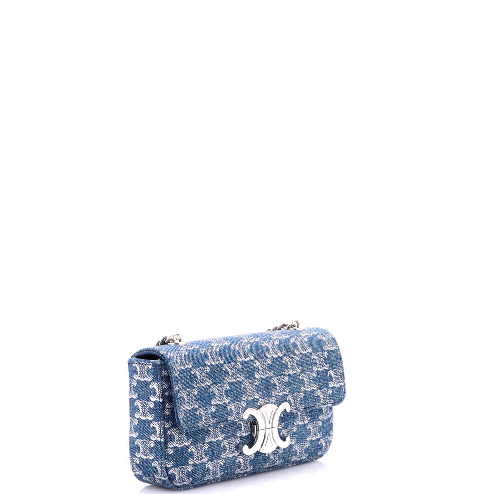 Celine Small Triomphe Chain Shoulder Bag Printed Denim - Picture 2 of 6